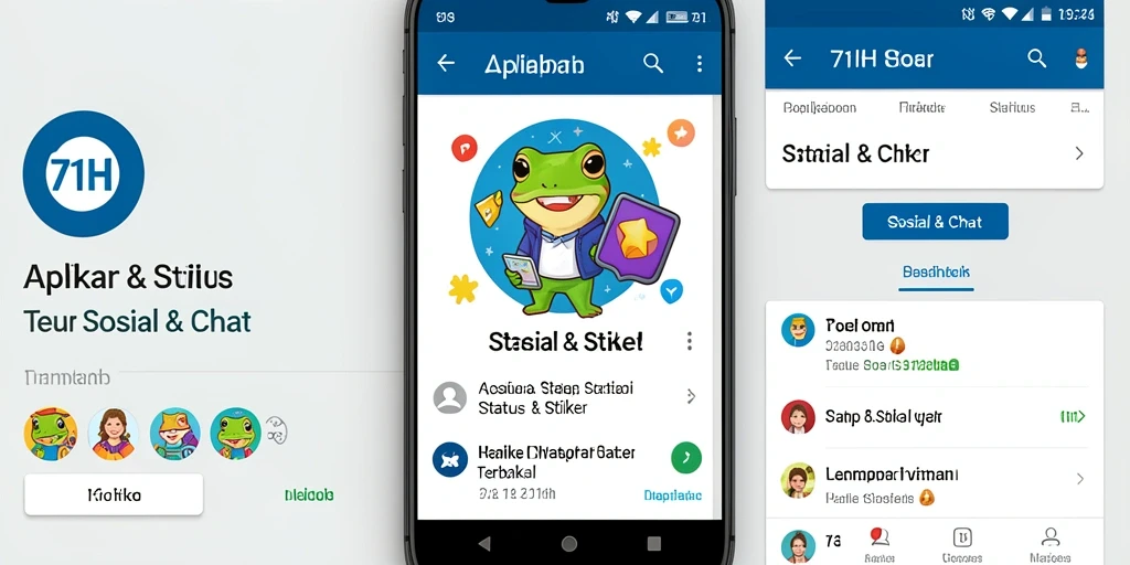 Antarmuka 71H dengan berbagai pilihan stiker yang menarik.