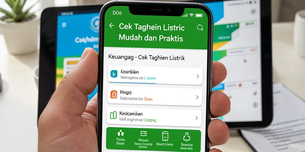 Tampilan D06 dengan fitur cek tagihan listrik yang lengkap.