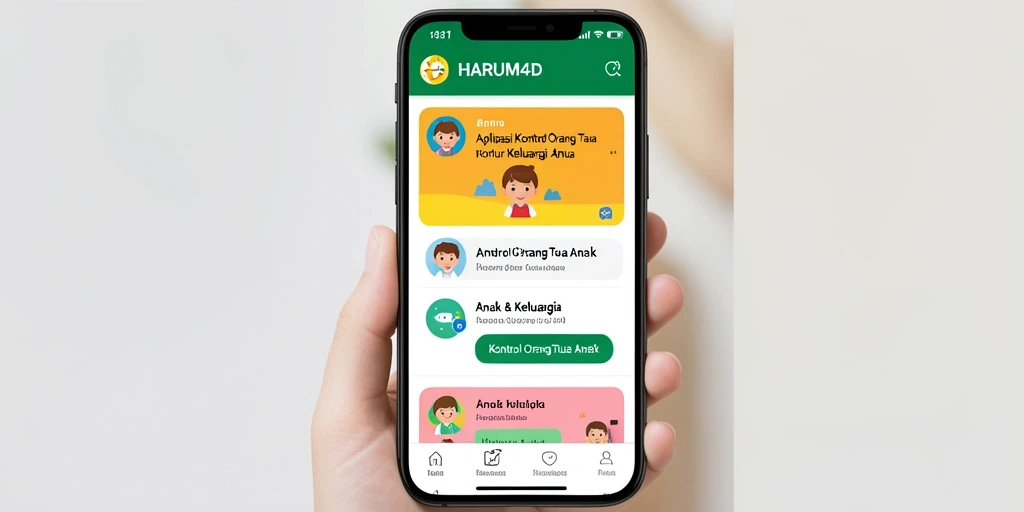 Tampilan antarmuka pengguna aplikasi HARUM4D untuk kontrol orang tua.