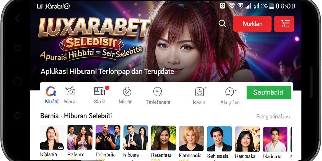 Antarmuka LUXARABET yang menampilkan berita selebriti terkini dan interaktif.