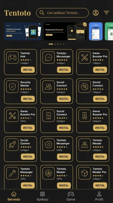 Tampilan katalog aplikasi tentoto