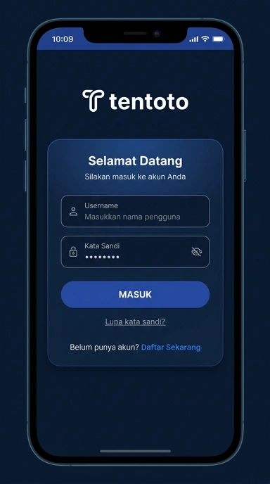 Tampilan halaman login tentoto